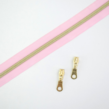 Fermeture Éclair au mètre non séparable 1 mètre. rose clair/or