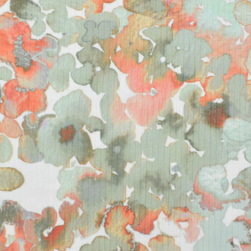 Ribbed jersey Aquarell Flowers, light mint green