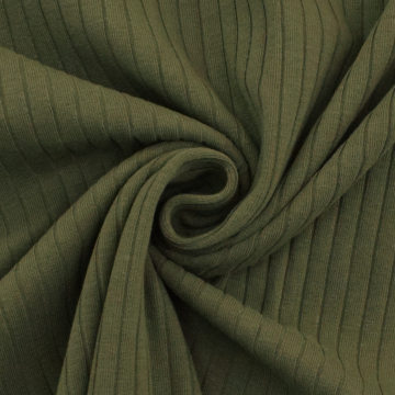 Tissu jersey de coton côtelé, vert olive