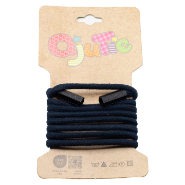 Cordon sweat capuche avec embouts 5mm, cordon rond, bleu marine