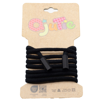 Cordon sweat capuche avec embouts 5mm, cordon rond, noir