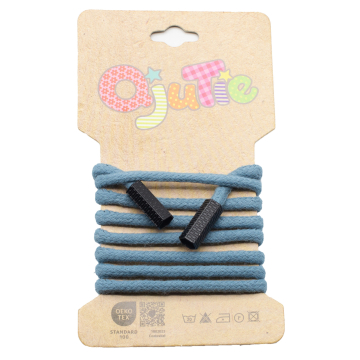 Cordon sweat capuche avec embouts 5mm, cordon rond, bleu pigeon