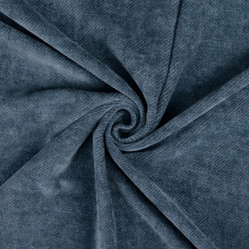 Tissu jersey velours côtelé milleraies, bleu dennim