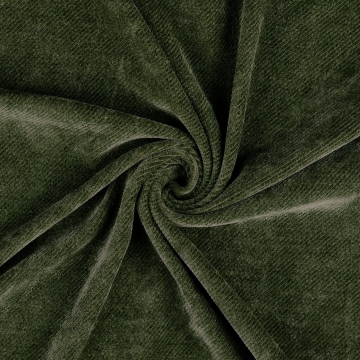 Tissu jersey velours côtelé milleraies, vert olive