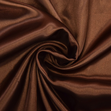 Tissu satin polyester léger uni, marron