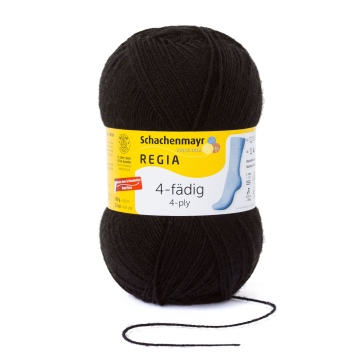 Schachenmayr Wol Regia 4-ply 100 g, zwart