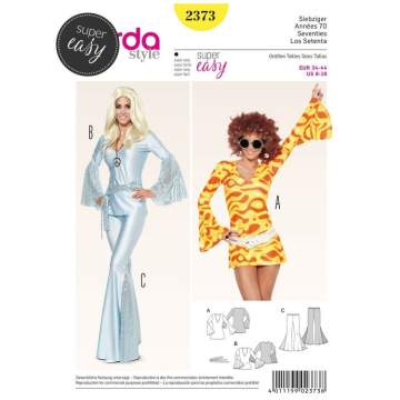 Schnittmuster 70er Partykostüm–Kleid–Tunika–Schlaghose, Burda 2373