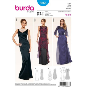 Sewing pattern Dress, Burda 6866, En/Ger/Fr