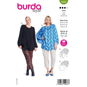 Patron Burda 5692 blouse & top femme, version papier, en français