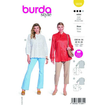 Naaipatroon blouse, Burda 5839, Nl/Dui/En/Fr