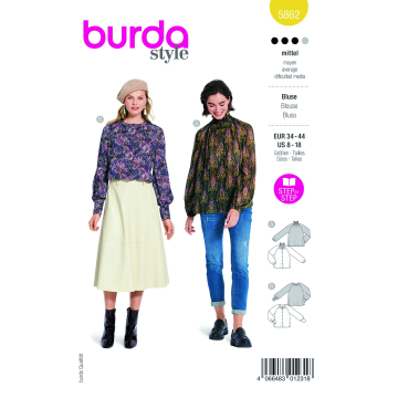 Naaipatroon blouse, Burda 5862, Nl/Dui/En/Fr