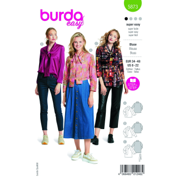 Naaipatroon blouse, Burda 5873, Nl/Dui/En/Fr