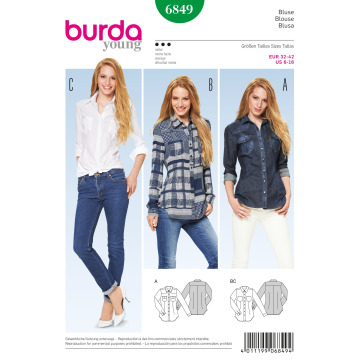 Naaipatron Blouse, Burda 6849, Dui/En/Fr