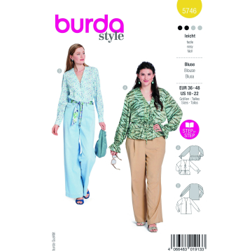 Naaipatroon blouse dames, Burda 5746, Nl/Dui/En/Fr
