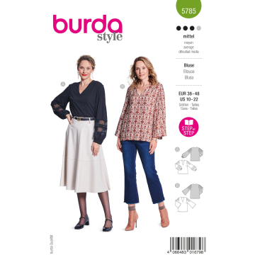 Naaipatroon Blouse Dames Burda 5785, NL/DE/GB/FR