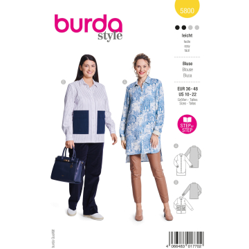 Naaipatroon Blouse Dames Burda 5800, Nl/Dui/En/Fr