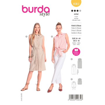 Schnittmuster Bluse und Kleid, Burda 6003