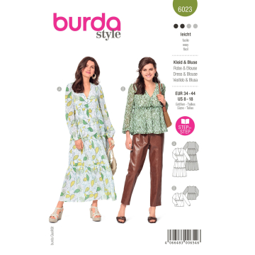 Pattern blouse en jurk, Burda 6023