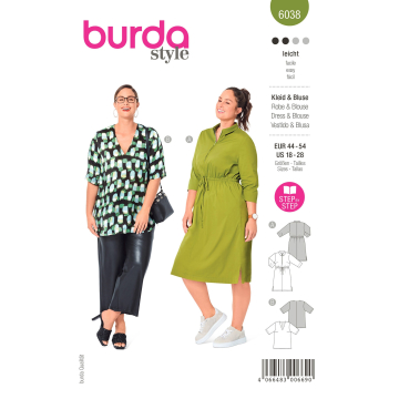 Pattern blouse en jurk, Burda 6038