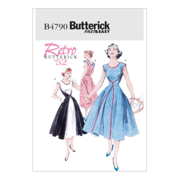 Patron Butterick 4790 robe rétro, taille 34-40, en français