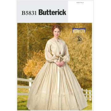 Patron Butterick 5831 robe historique, taille 42-50, en français