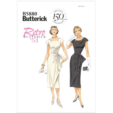 Patron Butterick 5880 robe rétro, taille 32-40, en français
