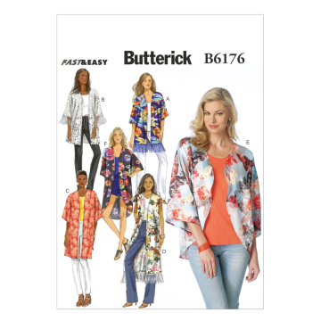 Naaipatroon Butterick 6176 kimono, maat 32-40, Dui/En