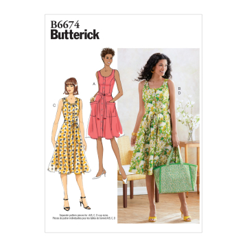Patron Butterick 6674 robe, taille 32 - 40, en français