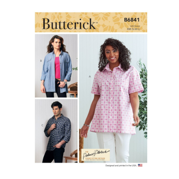 Naaipatroon Butterick 6841 unisex blouse, maat S-L, Dui/En/Fr