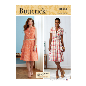 Patron Butterick 6843 robe de styliste femme, taille 34-42, en français