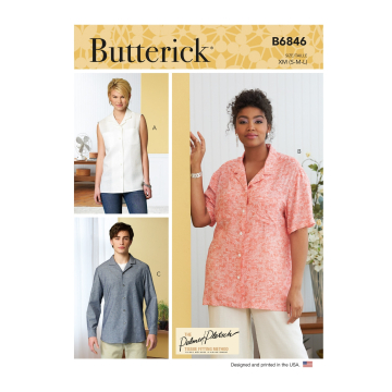Naaipatroon Butterick 6846 unisex blouse, maat XL-XXXL, Dui/En/Fr