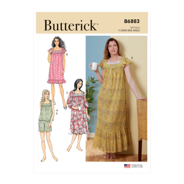 Nachtkleding Butterick 6883 nachtkleding, maat 42-50, Dui/En/Fr