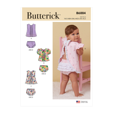 Patron Butterick 6884 ensemble bébé, taille 46-81cm, en français