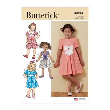 Patron Butterick 6886 robe enfant, taille 89-119cm, en français