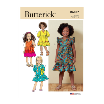 Patron Butterick 6887 robe enfant, taille 89-119cm, en français