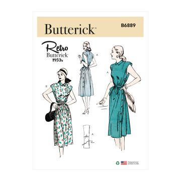 Patron Butterick 6889 robe rétro femme, taille 42-50, en français