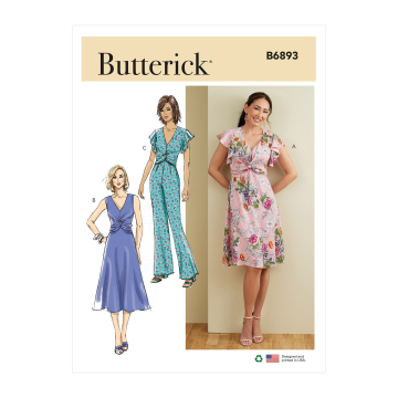Naaipatroon Butterick 6893 jurk en jumpsuit, maat 42-50, Dui/En/Fr