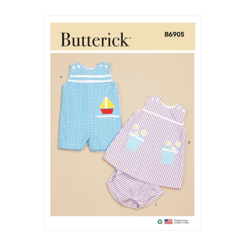 Patron Butterick 6905 combination Baby, taille 46-81 cm, en français