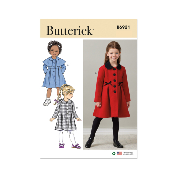 Patron Butterick 6921 manteau enfant, taille 89-112cm, en français