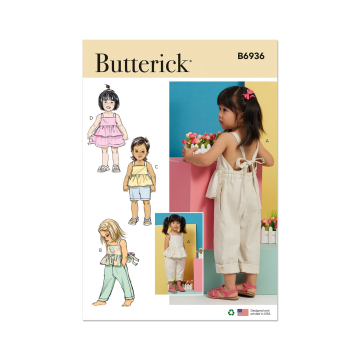 Patron Butterick 6936 ensemble tenue enfants, taille 1/2 - 4 ans, en français