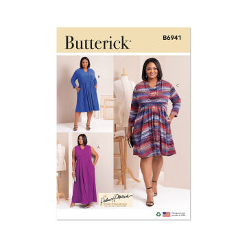 Patron Butterick 6941 robe femme, taille 46-54, en français