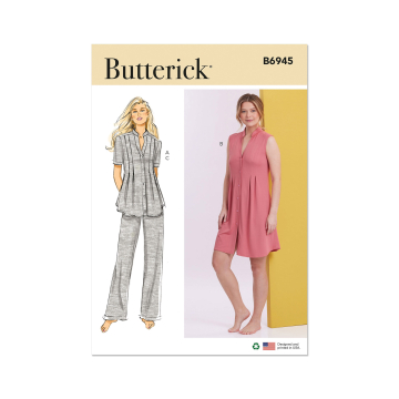 Naaipatroon Butterick 6945 top, jurk en broek, maat 34-42, Dui/En/Fr