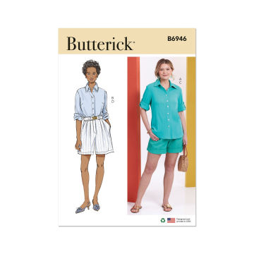 Naaipatroon Butterick 6946 blouse en shorts, maat 38-46, Dui/En/Fr