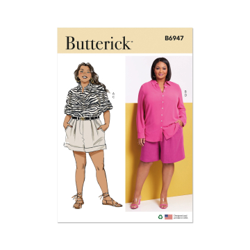 Naaipatroon Butterick 6946 blouse en shorts, maat 56-64, Dui/En/Fr