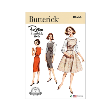 Patron Butterick 6955 robe vintage femme, taille  34-42, en français