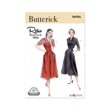 Patron Butterick 6956 robe vintage femme, taille 34-42, en français