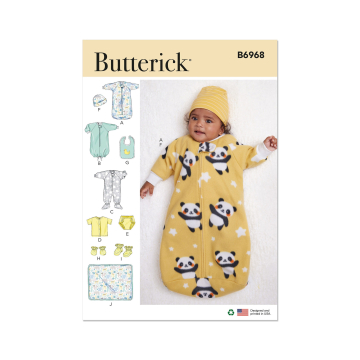 Patron Butterick 6968 gigoteuse bébé, taille XS-L, en français
