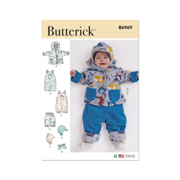 Patron Butterick 6969 combinaison bébé, taille XS-L, en français