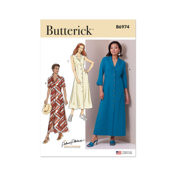 Patron Butterick 6974 robe chemise femme, version papier, taille 34-42, en français