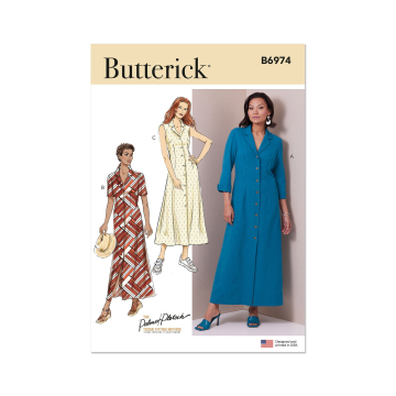 Patron Butterick 6974 robe chemise femme, version papier, taille 42-50, en français